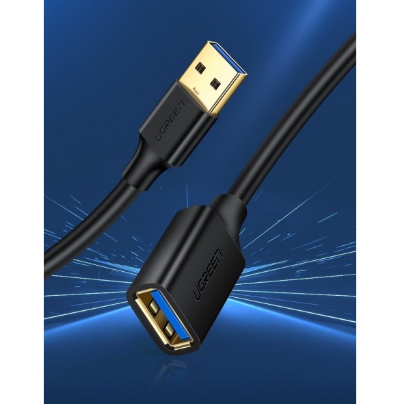 Ugreen USB 3.0 (hona) - USB 3.0 (hane) kabel förlängningssladd 1 m - Svart (10368) Ex-display