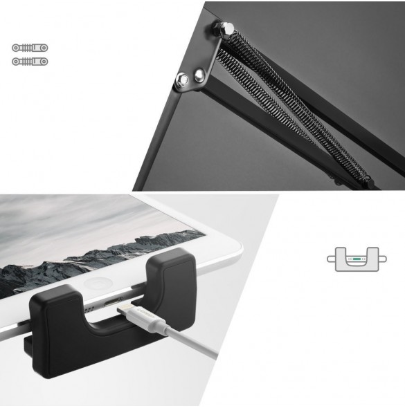 Telefontabletter Hållare 360 Justerbar Lazy Holder Mount Clamp med robust aluminiumlegeringsarm