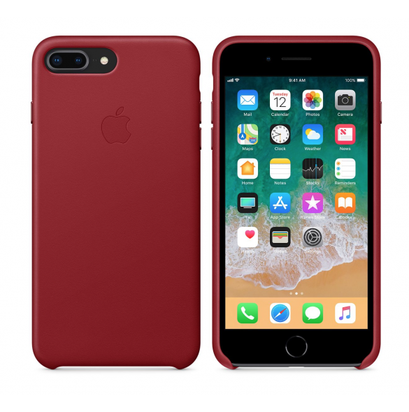 Apple MQHN2ZM/A till iPhone 7 Plus, iPhone 8 Plus Läderskal  - Röd
