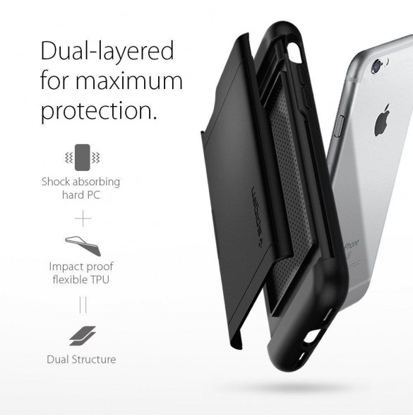 Spigen Slim Armor CS plånbok fodral iPhone 8 / iPhone 7 / iPhone SE 2020 - Svart
