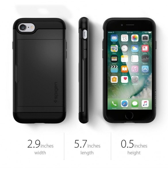 Spigen Slim Armor CS plånbok fodral iPhone 8 / iPhone 7 / iPhone SE 2020 - Svart