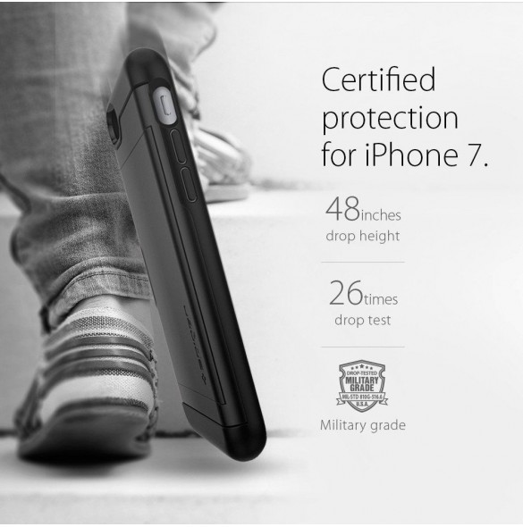 Spigen Slim Armor CS plånbok fodral iPhone 8 / iPhone 7 / iPhone SE 2020 - Svart
