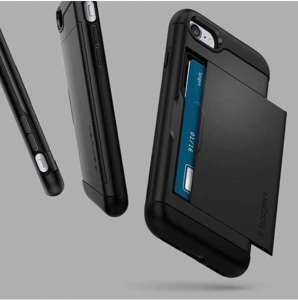 Spigen Slim Armor CS plånbok fodral iPhone 8 / iPhone 7 / iPhone SE 2020 - Svart