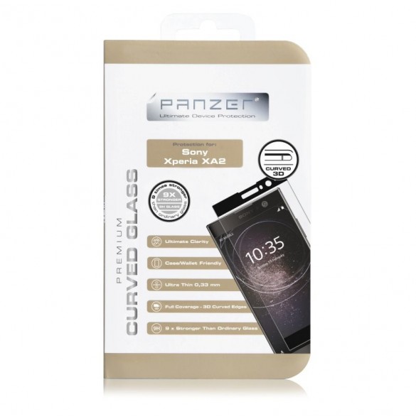Panzer Curved Glass Sony Xperia XA2 - Svart