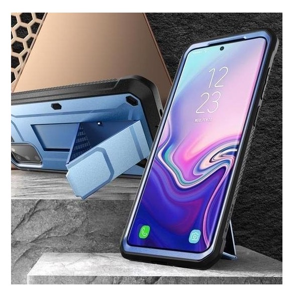 Metalliskt blått och väldigt snyggt omslag Samsung Galaxy S20.