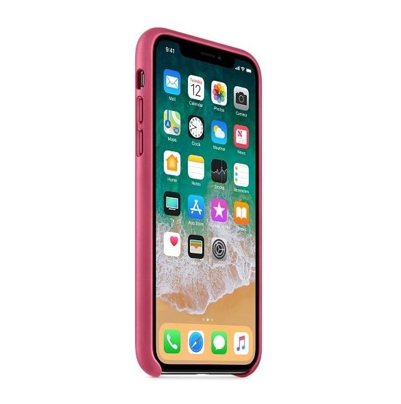Original Apple MQTJ2ZM/A Läder Fodral Skal Case till iPhone X / iPhone XS - Rosa Fuchsia