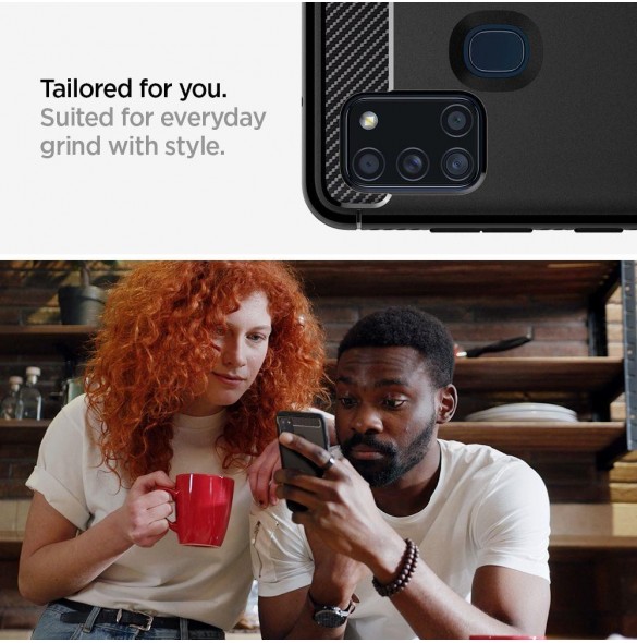 Samsung Galaxy A21s och väldigt snyggt skydd från Spigen.