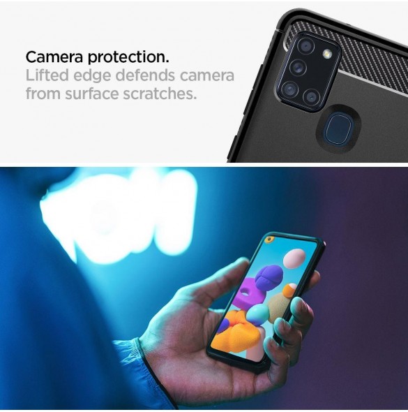 Svart och väldigt snyggt omslag Samsung Galaxy A21s.