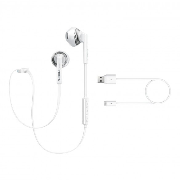 Philips SHB5250WT Wireless Stereo Bluetooth Headset with Microphone, Volume Control, Light, Rich Bass, ideal for Sports - Vit