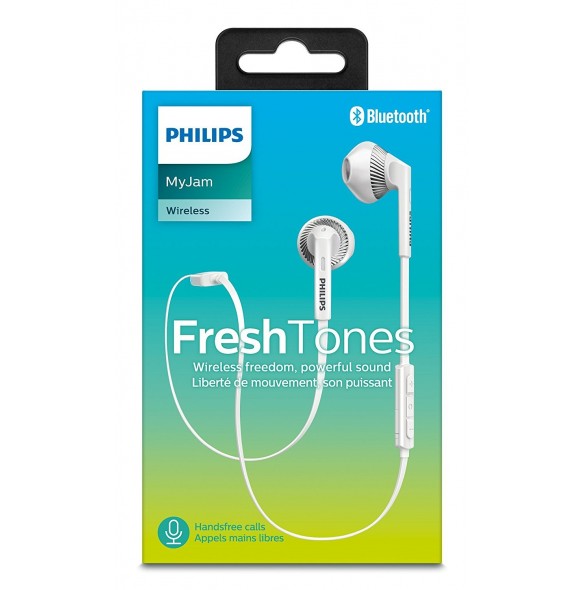 Philips SHB5250WT Wireless Stereo Bluetooth Headset with Microphone, Volume Control, Light, Rich Bass, ideal for Sports - Vit