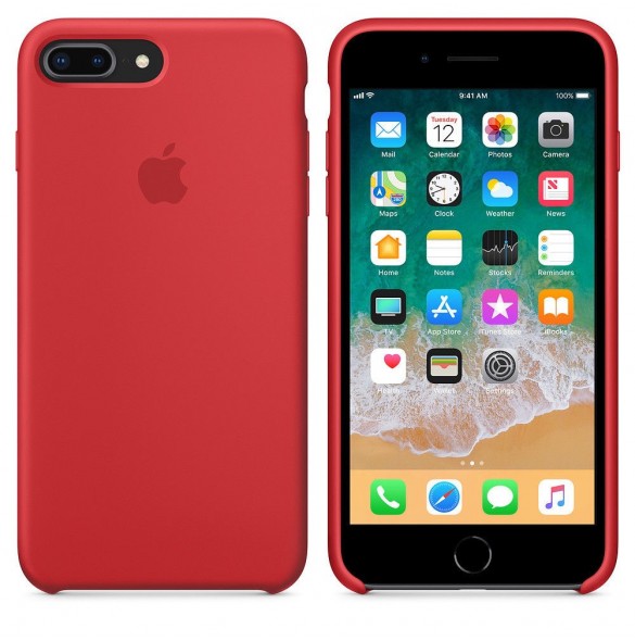 Apple MQH12ZM/A till iPhone 7 Plus, iPhone 8 Plus Silicone Case  - Röd