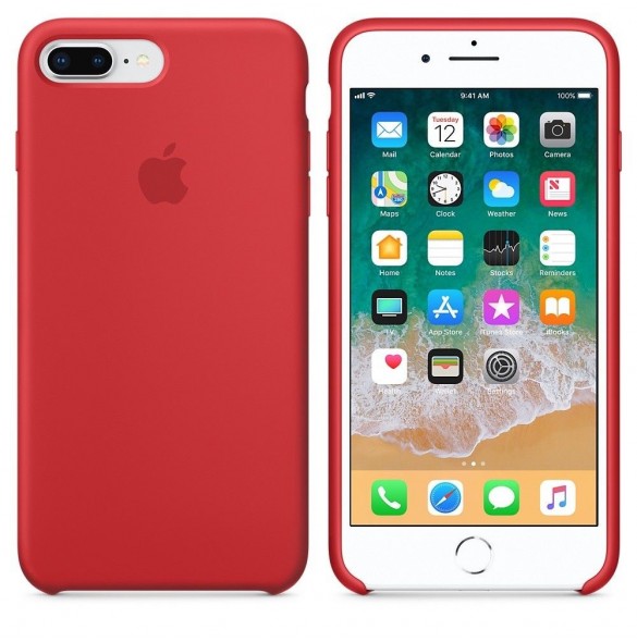 Apple MQH12ZM/A till iPhone 7 Plus, iPhone 8 Plus Silicone Case  - Röd
