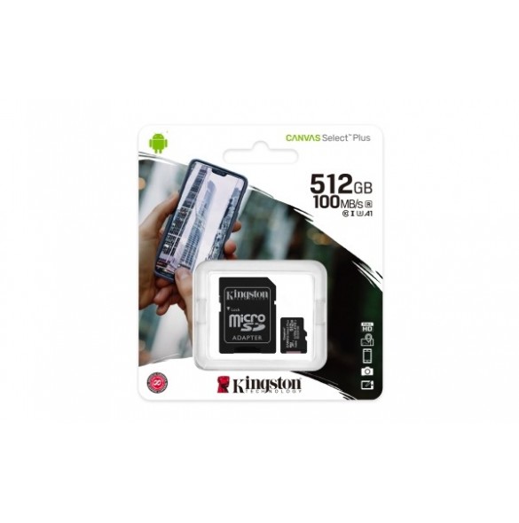 Kingston Canvas Select Plus microSDXC Class 10 UHS-I U3 V30 A1 100/85MB/s 512GB