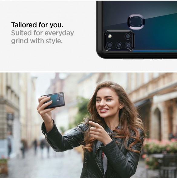 Matt svart och väldigt snygg täckning Samsung Galaxy A21s.