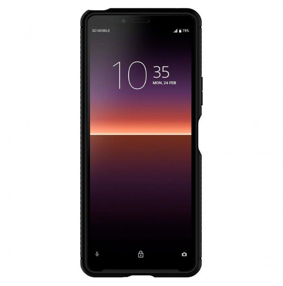 Matt svart och väldigt snyggt omslag Sony Xperia 10 Ii.