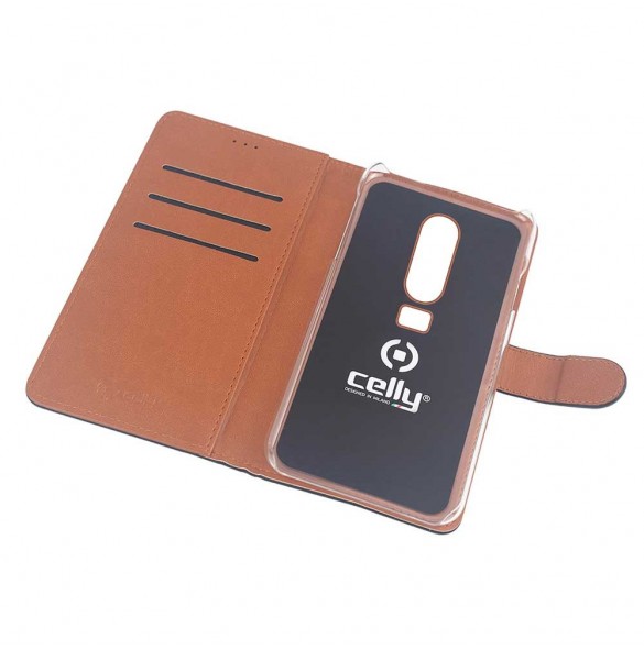 Celly Wallet Case till ONE PLUS 6 - Svart