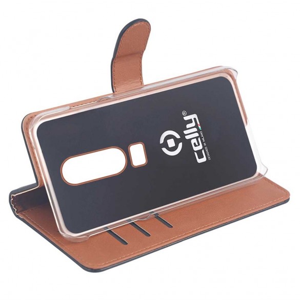 Celly Wallet Case till ONE PLUS 6 - Svart