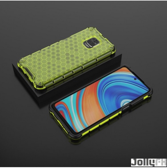 JollyFX Honeycomb Case pansarskydd med TPU-stötfångare för Xiaomi Redmi Note 9 Pro / Redmi Note 9S - Grön