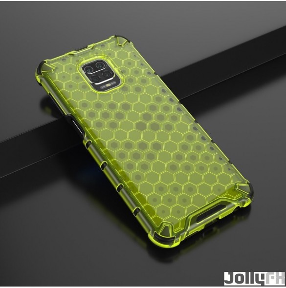JollyFX Honeycomb Case pansarskydd med TPU-stötfångare för Xiaomi Redmi Note 9 Pro / Redmi Note 9S - Grön