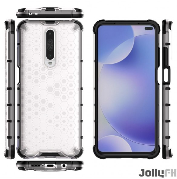 JollyFX Honeycomb Case rustning omslag med TPU Bumper till Xiaomi redmi K30 - Genomskinlig