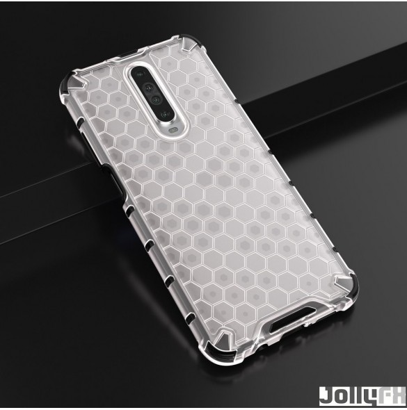 JollyFX Honeycomb Case rustning omslag med TPU Bumper till Xiaomi redmi K30 - Genomskinlig