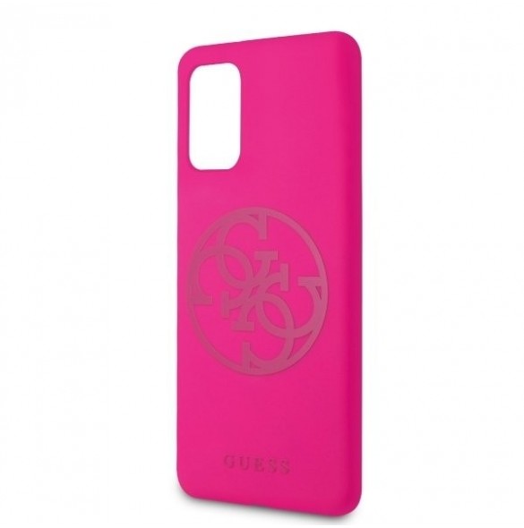 Guess GUHCS67LS4GFU hårt fodral Glitter 4G Circle Logo Guess Samsung Galaxy S20 Plus - Fuchsia
