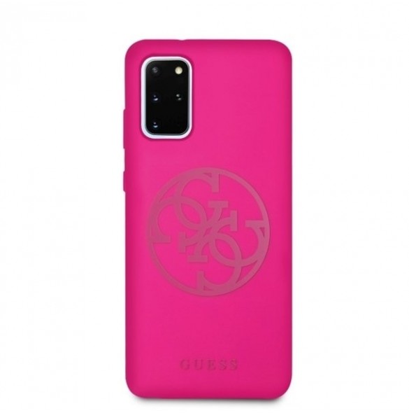 Guess GUHCS67LS4GFU hårt fodral Glitter 4G Circle Logo Guess Samsung Galaxy S20 Plus - Fuchsia