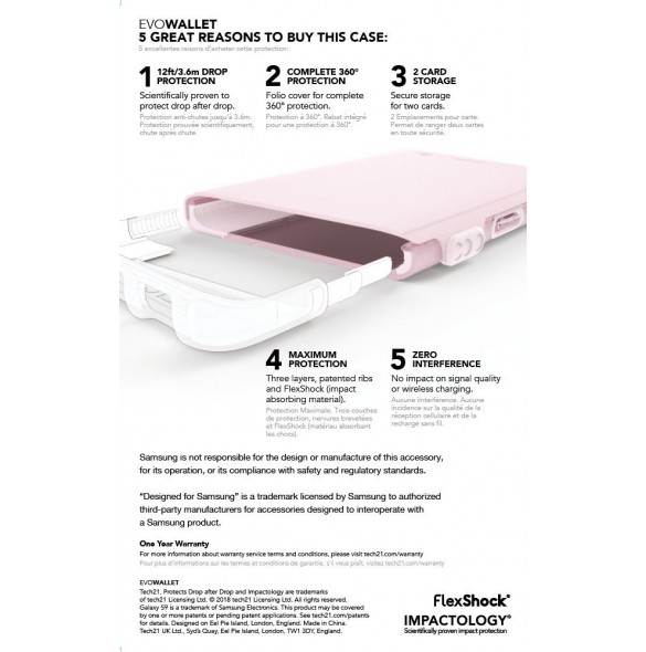 Tech21 T21-5961 Evo Wallet Folio Cover till Samsung Galaxy S9 - Rosa