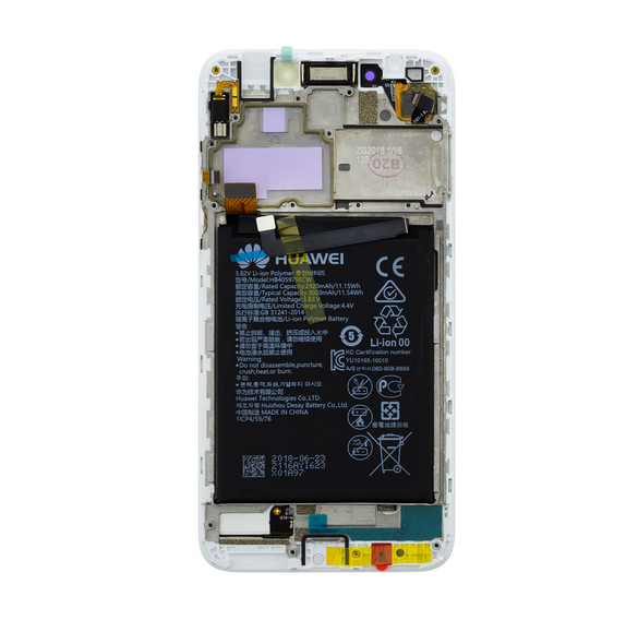 LCD-skärm + beröringsenhet + framsida Huawei Honor 6A - Vit (Service Pack)