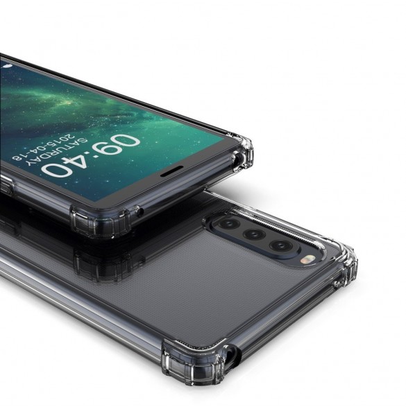 Genomskinligt och väldigt snyggt skal Sony Xperia 10 II.