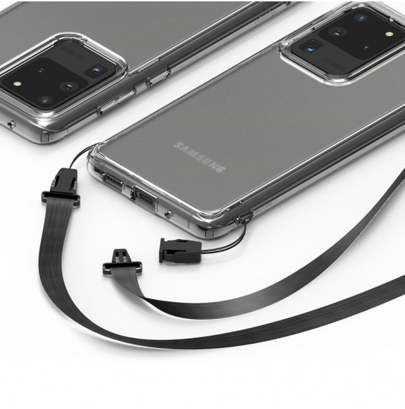 Genomskinligt och väldigt snyggt skal Samsung Galaxy S20 Ultra.