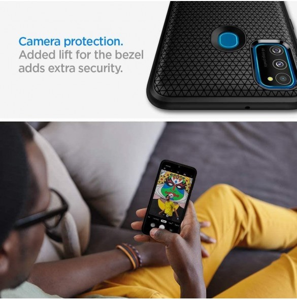 Matt svart och väldigt snygg täckning Samsung Galaxy M21.