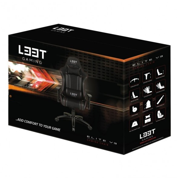 L33T-Gaming Elite V3 Gamingstol (tyg) - Röd