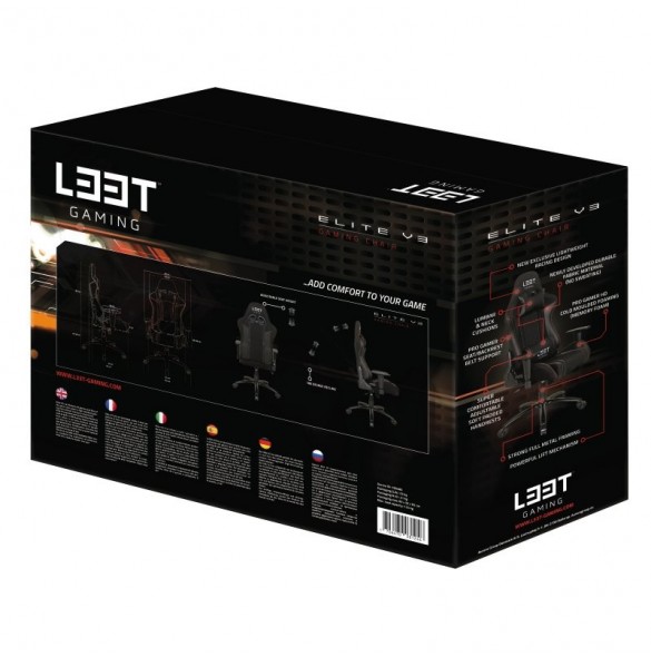 L33T-Gaming Elite V3 Gamingstol (tyg) - Röd