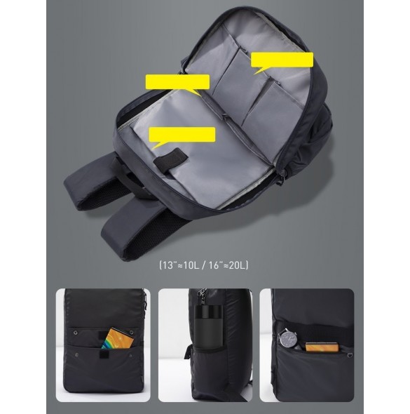 Inuti finns ett större laptopfack och flera mindre.