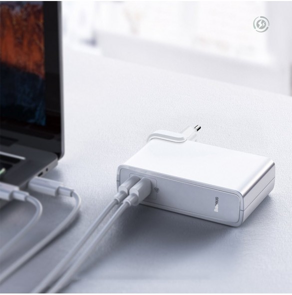 Baseus GaN powerbank 10000mAh snabbväggsladdare PPS 45W USB / Typ C Quick Charge 3.0 Power Delivery +USB Type C 1m kabel - Svart