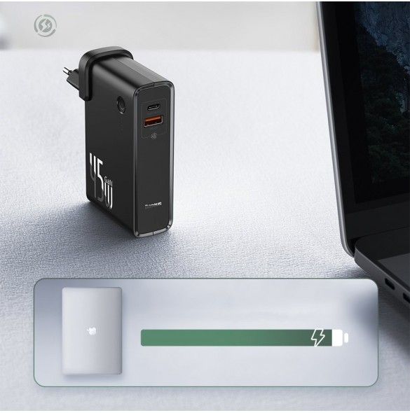 Typ-C 1+ Typ-C 2 total effekt: 30W + 15W
