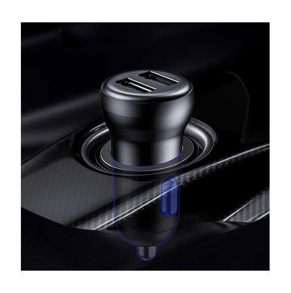 Baseus S-16 FM-sändare Bluetooth 5.0 2x USB billaddare AUX MP3 TF micro SD 3,1 A - Svart (CCTM-E01)