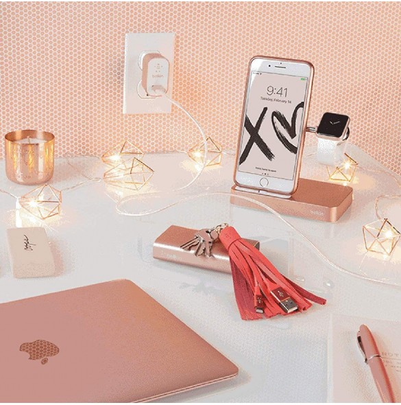 Belkin F8J183VFC00 Valet Lightning Dock till iPhone 8, iPhone 8 Plus, iPhone X - Rose Gold