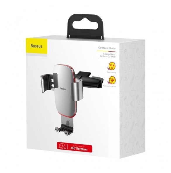Baseus Metal Age Gravity Car Mount (CD-version) - Vit