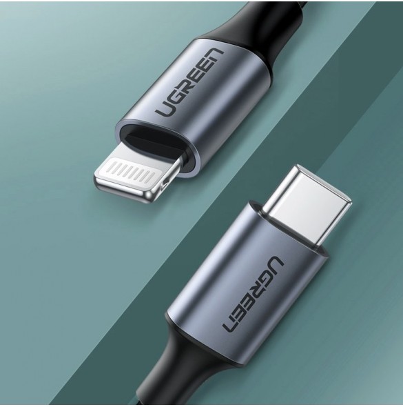 Ugreen MFI USB Type C - Blixtkabel Strömförsörjning 3 A 480 Mbps 1 m - Grön (80564US304)