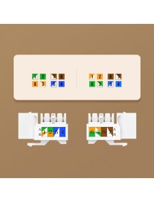 Termineringarna av 110-typ är färgkodade med både kopplingsscheman T568A och T568B