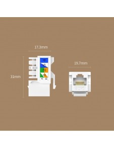 RJ45 Cat6 KEYSTONE JACK: stöder ledningar för T568A och T568B med färgkodade 110 block.