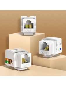 RJ45 Cat6 KEYSTONE JACK: stöder ledningar för T568A och T568B med färgkodade 110 block.