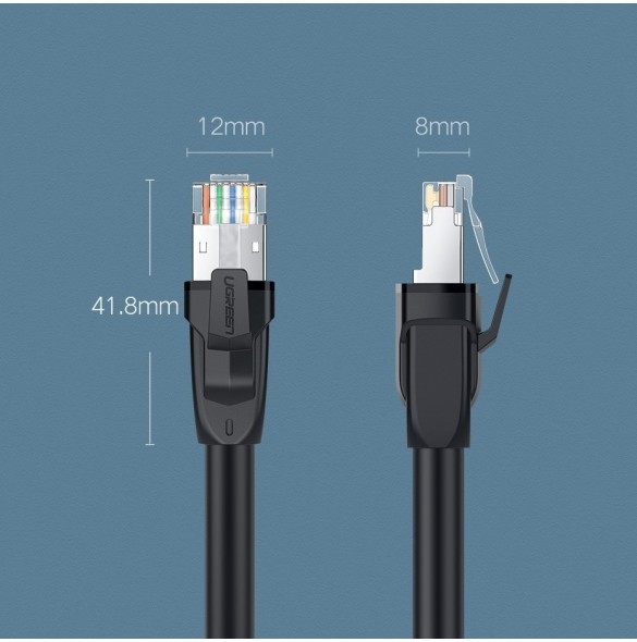 Ugreen Ethernet patchcordkabel RJ45 Cat 8 T568B 10 m - Svart (70616NW121)