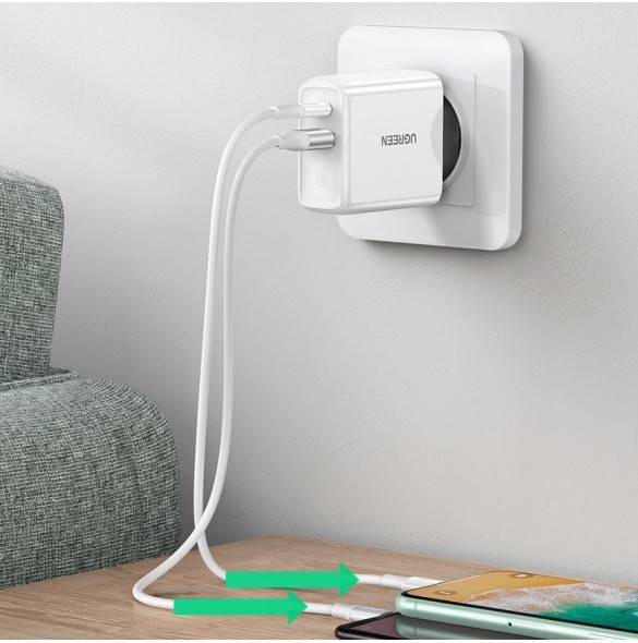 QC 3.0 PORT QUICK CHARGE: Denna snabbladdare ger 18 W utgång för 3 typer av laddning 3,6V-6,5V / 3A, 6,5V-9V / 2A, 9V-12V / 1,5.