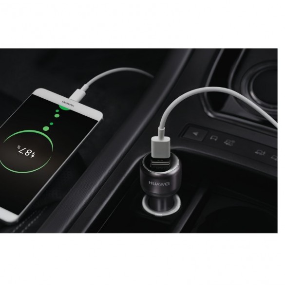 Huawei Car QuickCharger, 2USB-A m. USB-C-kabel, 3,5A, svart