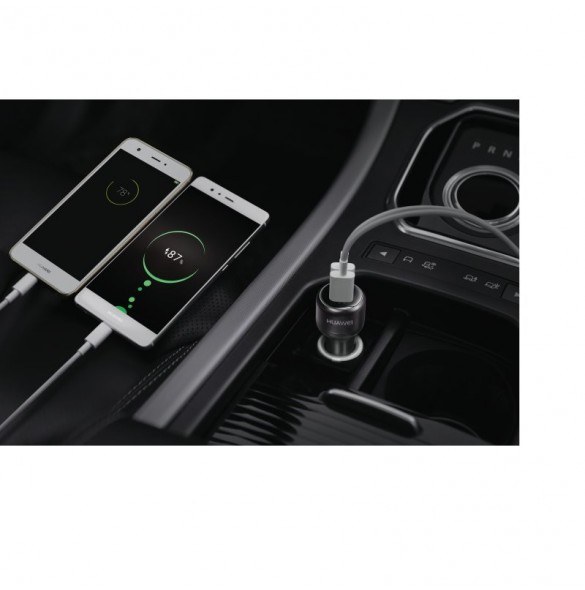 Huawei Car QuickCharger, 2USB-A m. USB-C-kabel, 3,5A, svart