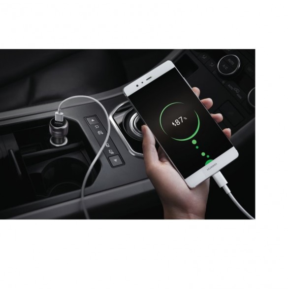 Huawei Car QuickCharger, 2USB-A m. USB-C-kabel, 3,5A, svart