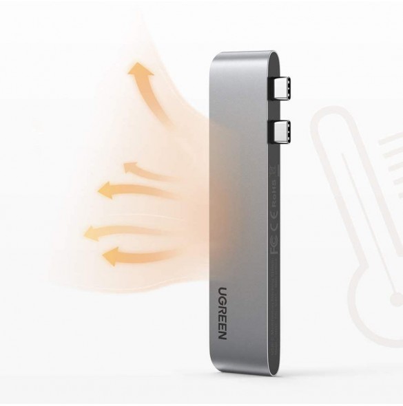 För att ansluta sömlöst till MacBook Pro finns det inget mellanrum mellan adaptern och MacBook Pro.